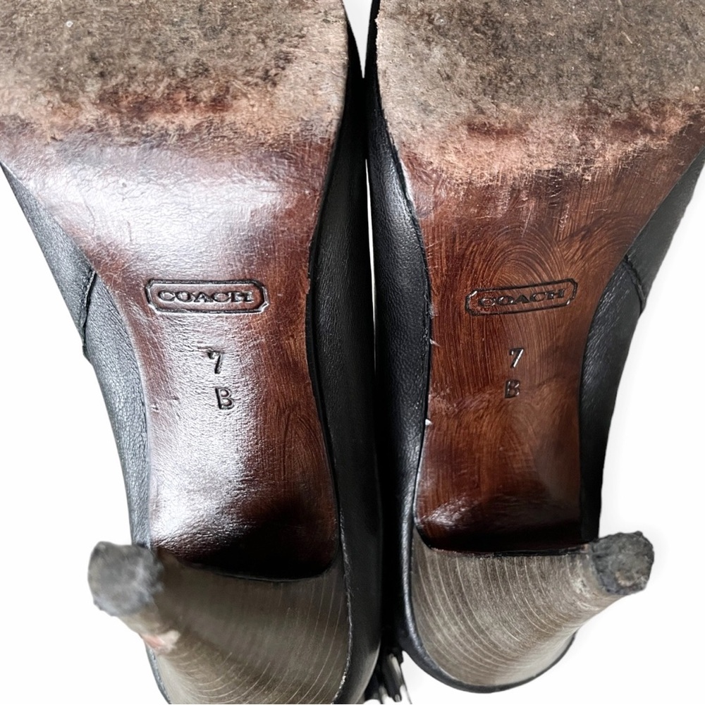 Coach Womens Legra Ankle Boots Booties Black Stacked Heel Tasseled, sz 7B - Picture 11 of 16